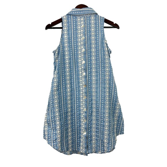 Boho Chic Shirt Dress S Cotton Sleeveless Button Up Embroidered Pockets Summer - Picture 4 of 12